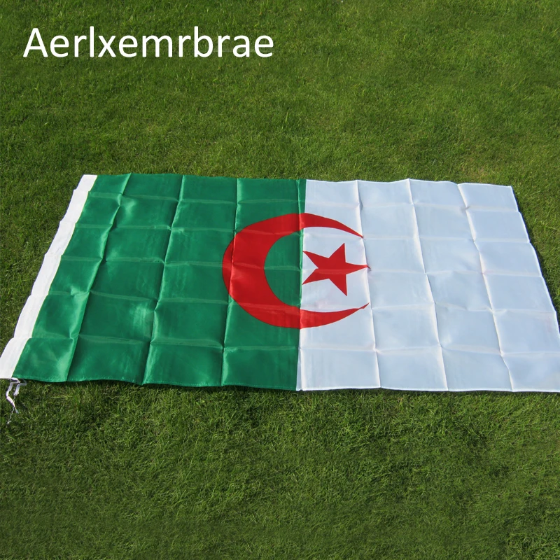 

Free Shipping aerlxemrbrae flag 90*150cm The Algeria Flag Polyester Flag 5*3 FT High Quality