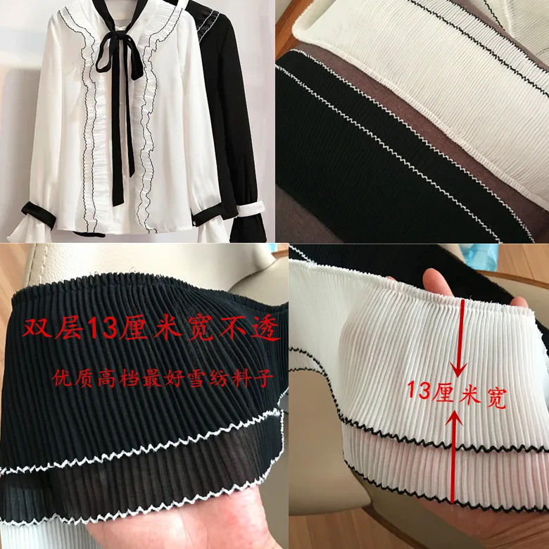 

5yards Black White Chiffon Ribbon Ruffle Pleated Lace Trim Fabric Collar Garment Doll Skirt Hem DIY Crafts Sewing Accessories