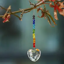 H& D 38 мм прозрачное сердце кристаллы для люстры призмы кулон радужные бусины чакра Suncatcher для дома и офиса украшения сада