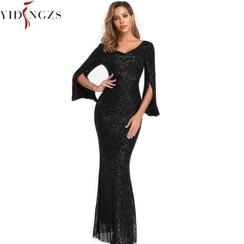 Burgund Evening Dress Long Sleeve YIDINGZS Elegant Mermaid Long Formal Party Dress Robe De Soiree 2019 Burgund Evening Dress Long Sleeve YIDINGZS Elegant Mermaid Long Formal Party Dress Robe De Soiree 2019
