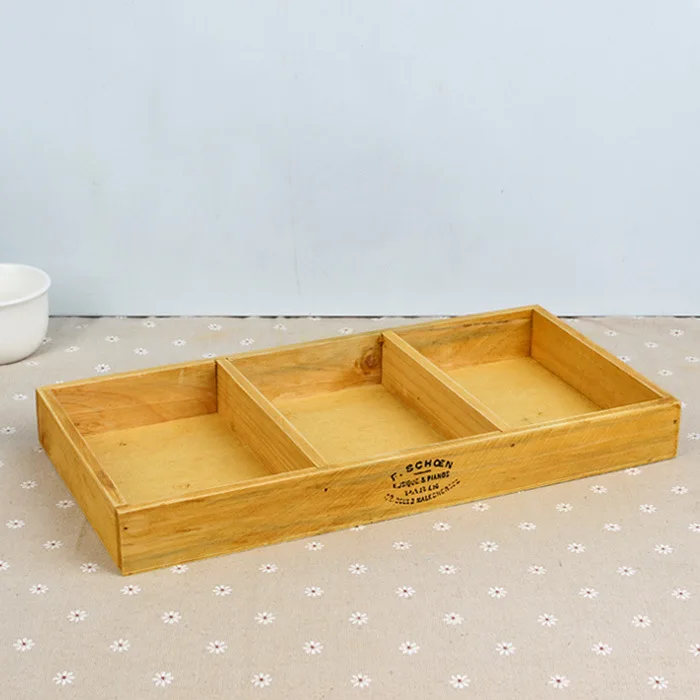 Винтажные Ретро коробки для хранения ручной работы деревянная коробка поднос для горшка для растений Косметическая Коробка органайзер для ювелирных изделий декоративная деревянная витрина коробки - Цвет: Цвет: желтый