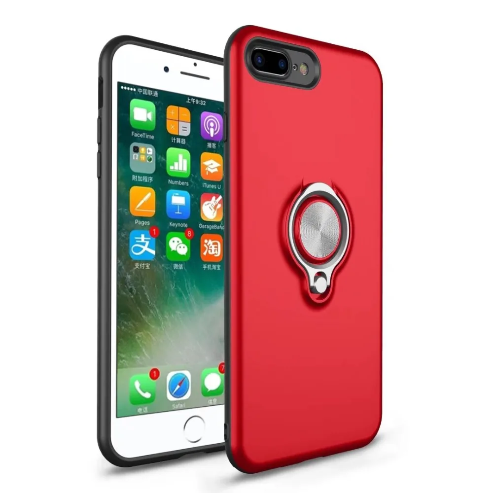 Shockproof Case for iPhone 7 8 Plus 6 6S Luxury Metal Finger Ring Car Holder Stand For X 5 5S SE Cover |