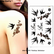 Nu-taty aves do amor engolir tatuagem temporária arte corporal braço flash tatuagem adesivos 17*10cm à prova dwaterproof água falsa henna tatuagem indolor