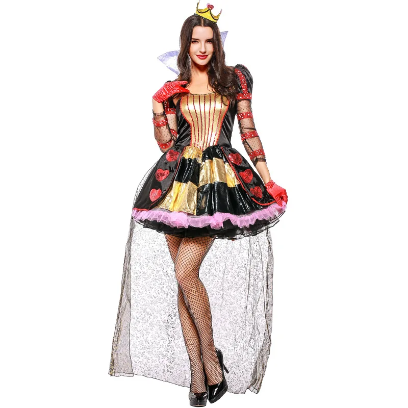 Umorden Алиса в стране чудес красный костюм королевы сердец для женщин Хэллоуин вечерние Карнавальная фантазия костюмы платье с накидкой