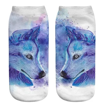 

2019 NEW FASHION HOT Cute Casual Work Business Cotton Socks 3D Wolf Head Print Medium Sports Socks Free ship T4