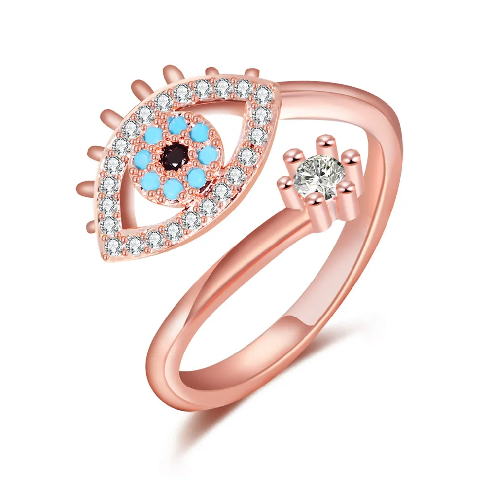 

Rose gold rings for women jewelry engagement wedding cubic zirconia vintage devil eye adjustable rings women accessories gifts
