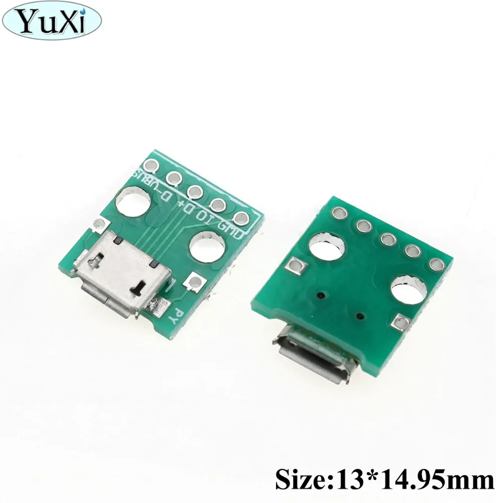 

YuXi 50pcs MICRO USB To DIP Adapter 5pin Female Connector B Type PCB Converter Breadboard USB-01 Switch Board SMT Mother Seat