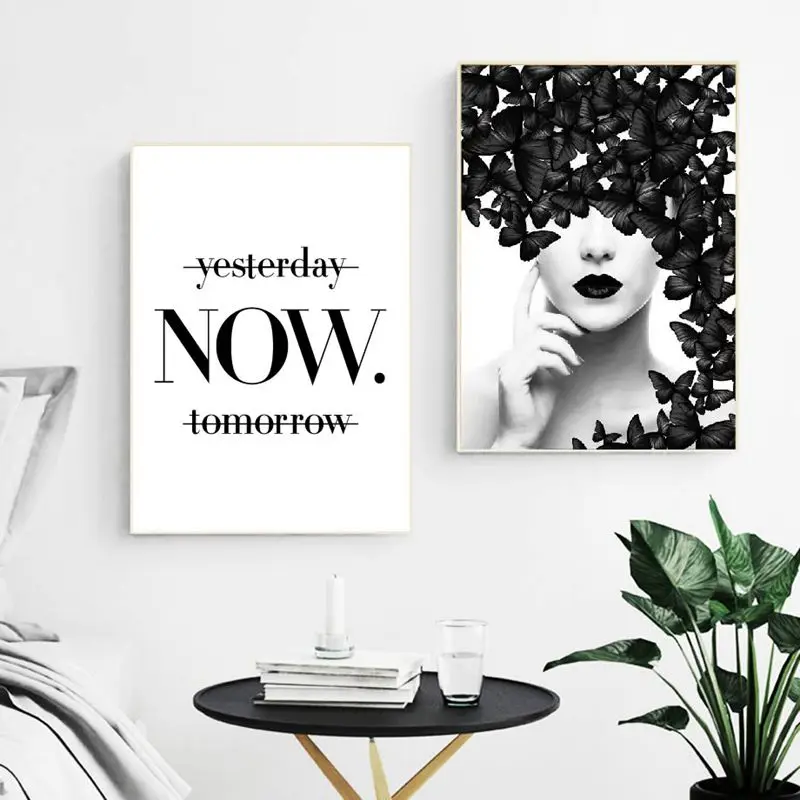 Butterfly Fashion Lips Canvas Prints Home Decor