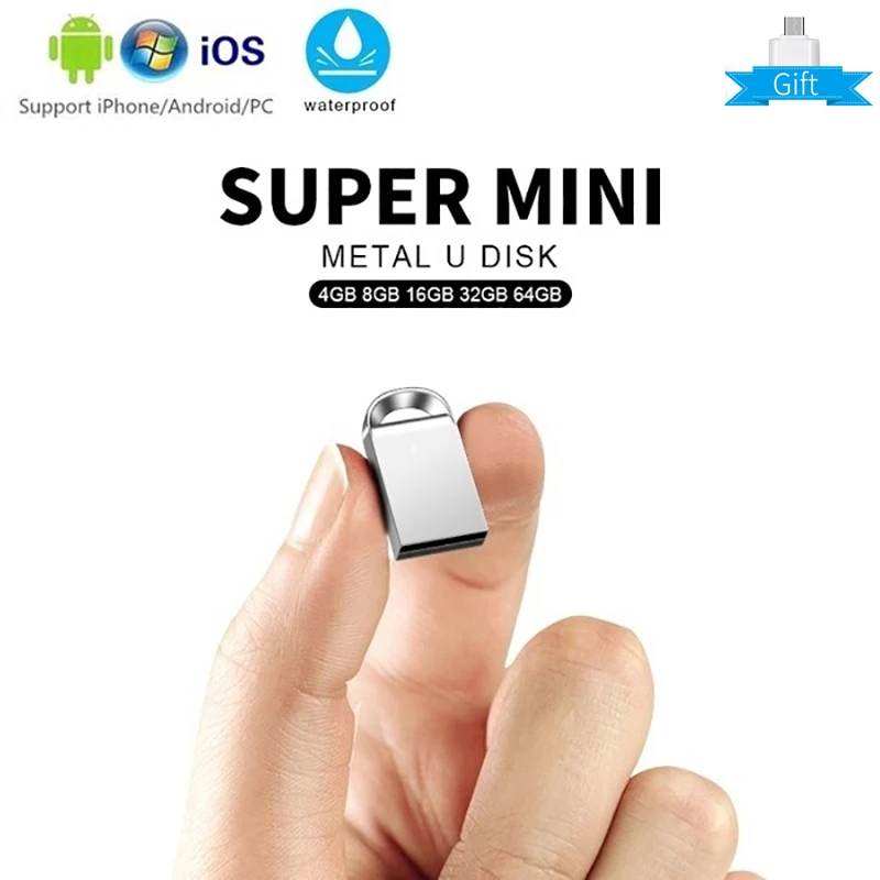 Мини-флеш-накопитель водонепроницаемый usb флеш-накопитель металлическая карта