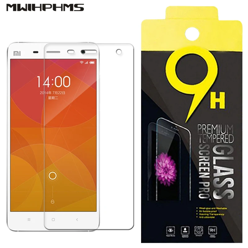 Для xiaomi mi4 закаленное стекло 9 h твердость экран протектор 2.5d дуги край анти-взрыв |