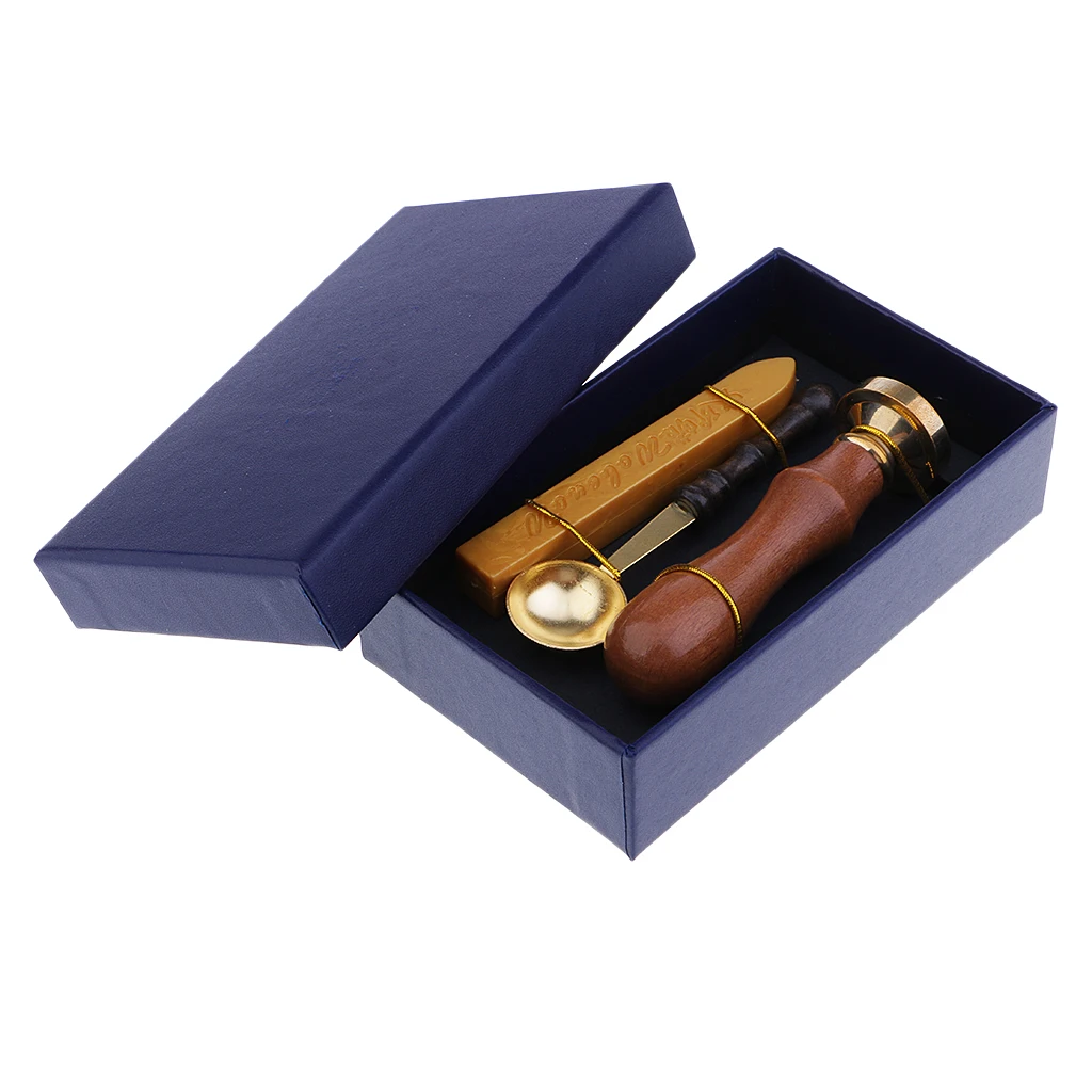 European Retro Wood Classic Seal Sealing Wax Set Stick Stamp For Letters Envolop Wedding Invitation Wax Seal Kit (THANK YOU)  