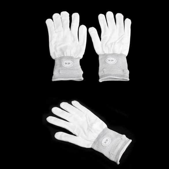 Мужские перчатки новые мигающие перчатки светятся 7 Режим светодиодный светильник «рэйв» палец светильник ing Варежки женские зимние перчатки - Цвет: white