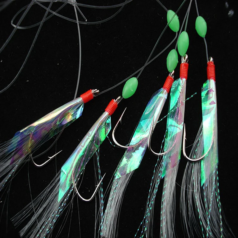 

2017 new Sharphook sea hook tied with barbed wire line crystal bright 3/0# hook string hook 3/0 Fishing hook Tackle Accessories