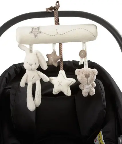 

PUDCOCO 1PC Baby Music Plush Crib Stroller Bed Rattle Hanging Bell Rabbit Bear Star Toy