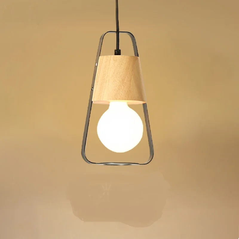 

The Japanese Restaurant chandelier wooden ball simple creative raw wood LED lighting lamp Restaurant YA72611