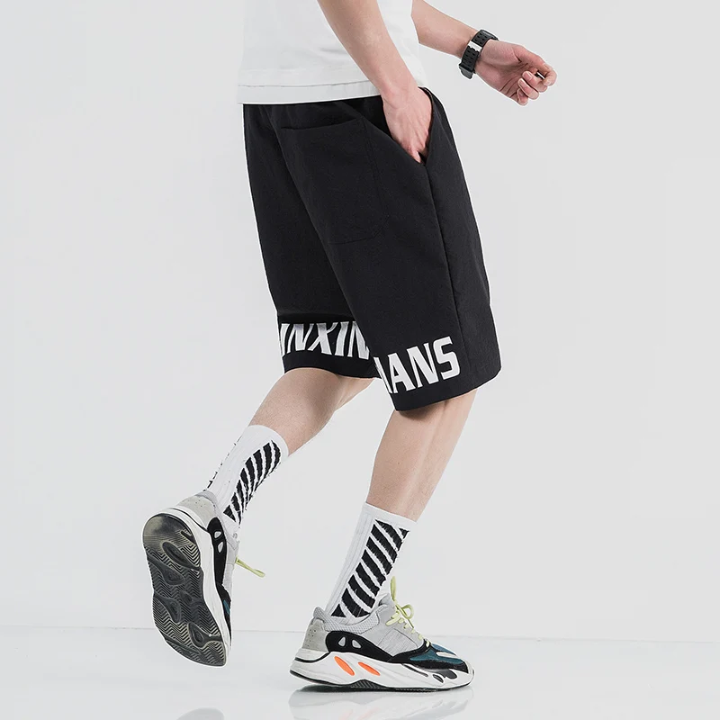 Мужские Шорты тренировочные штаны в стиле хип-хоп Уличная одежда из хлопка мужские бермуды M-5XL свободные большого размера с эластичной мужские шорты для тренировок