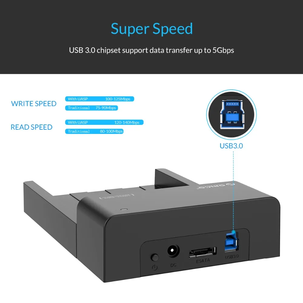 ORICO USB 3,0 и eSATA 2," и 3,5" SATA жесткий диск Док-станция инструмент бесплатно для 2,5 дюймов и 3,5 дюймов HDD-черный(6518SUS3-V2