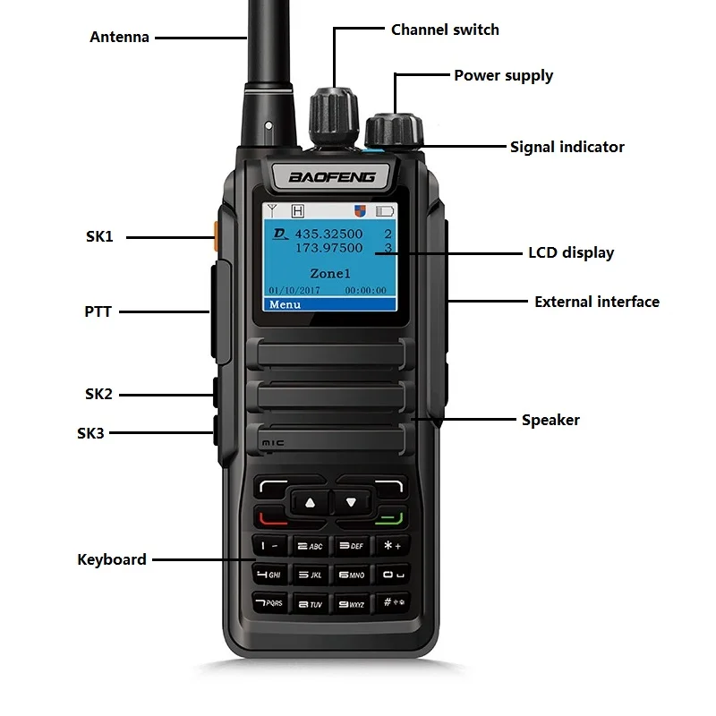 Портативная рация Baofeng DMR Цифровая радиостанция UHF VHF совместимая с Motolora Tier I/II