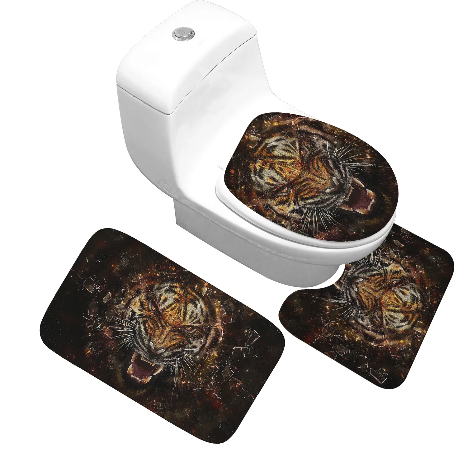 Zeegle Leopard Tiger 3 шт./компл. фланелевый коврик для ванной коврики нескользящий туалета