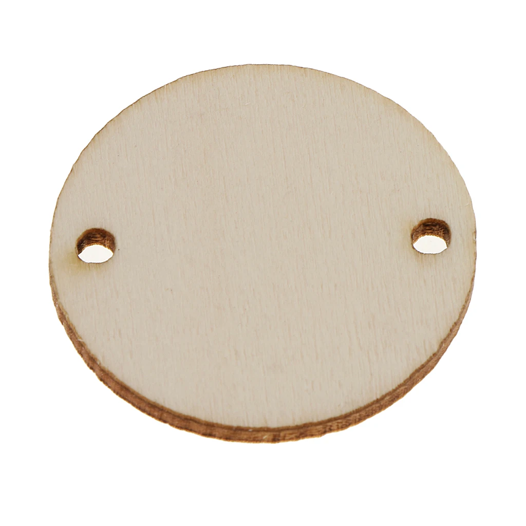 200 Pieces Round Wood Pieces, Wooden Circles Discs WITH HOLES for Home Decorations DIY Crafts Supplies, 35 X 2 mm
