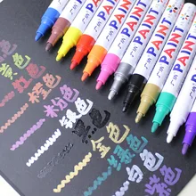 12 colors Waterproof Car Tyre Tire Tread CD Metal Permanent Paint Marker Graffti Oily Marker pen Macador Caneta Stationery