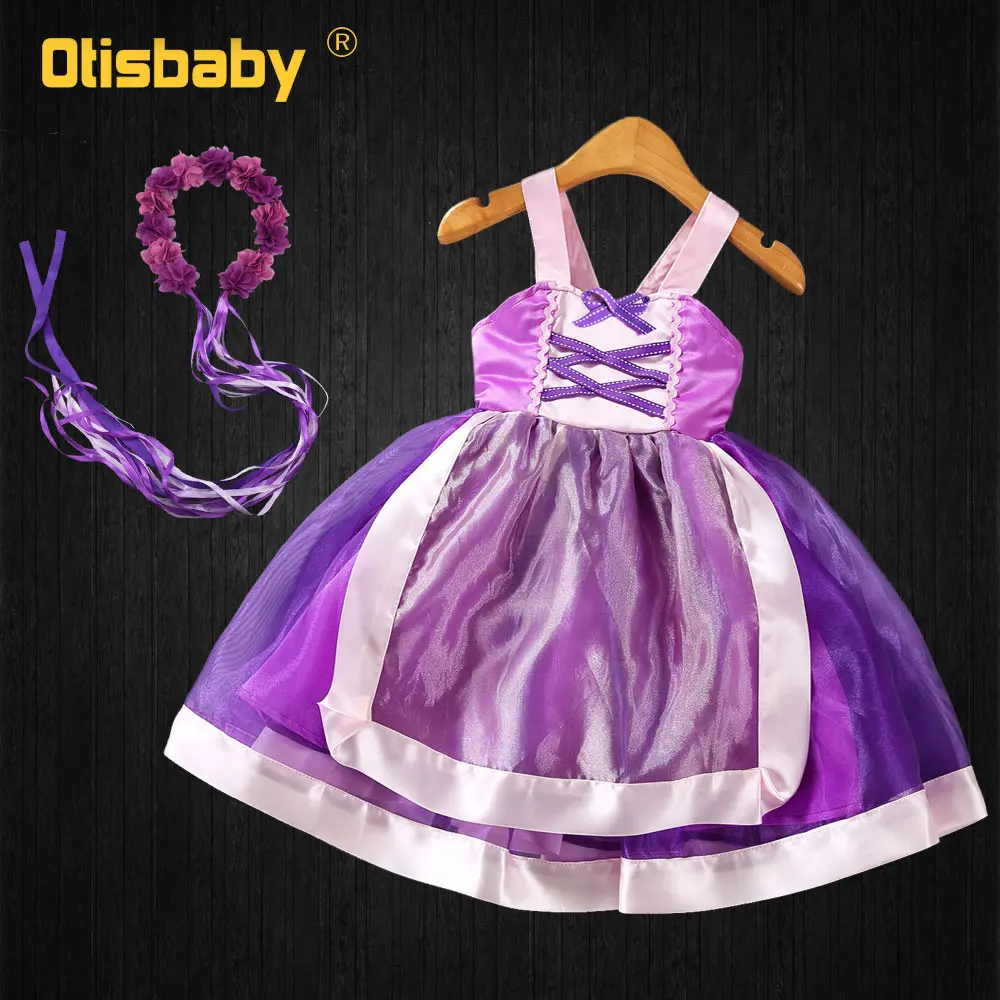 

Halloween Girls Tangled Rapunzel Costume Wedding Kids Evening Party Fluffy Dress Toddler Christmas Rapunzel Dress Rapunzel Wig