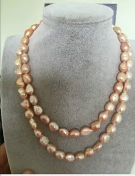 

2 rows 11-12mm south seas baroque gold pink necklace 18inch19inch