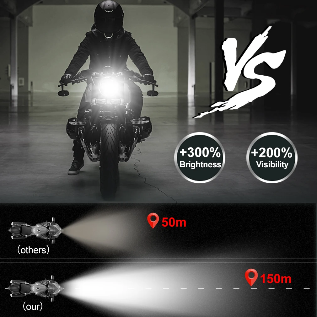 H4 Motorcycle Headlight Led Bulb 35W 4000LM Hi Lo Beam 6000K White Motorbike H4 Faro Driving Lights Moto Bike Lamp Bulb 12V