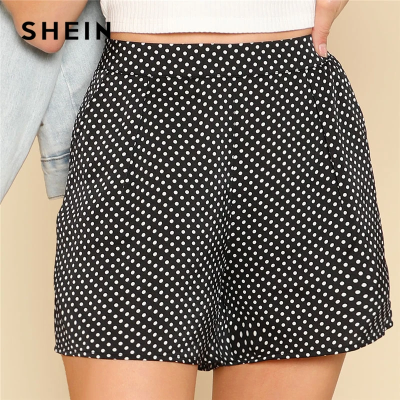 Buy SHEIN Casual Polka Dot Tailored Shorts Women Mid