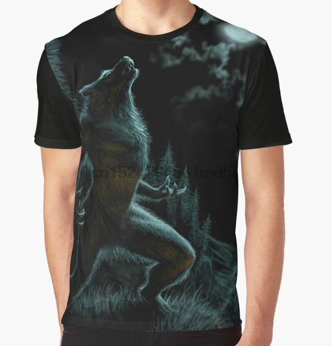 

All Over Print T-Shirt Men Funy tshirt Howl of the Werewolf Short Sleeve O-Neck Graphic Tops Tee women t shirt