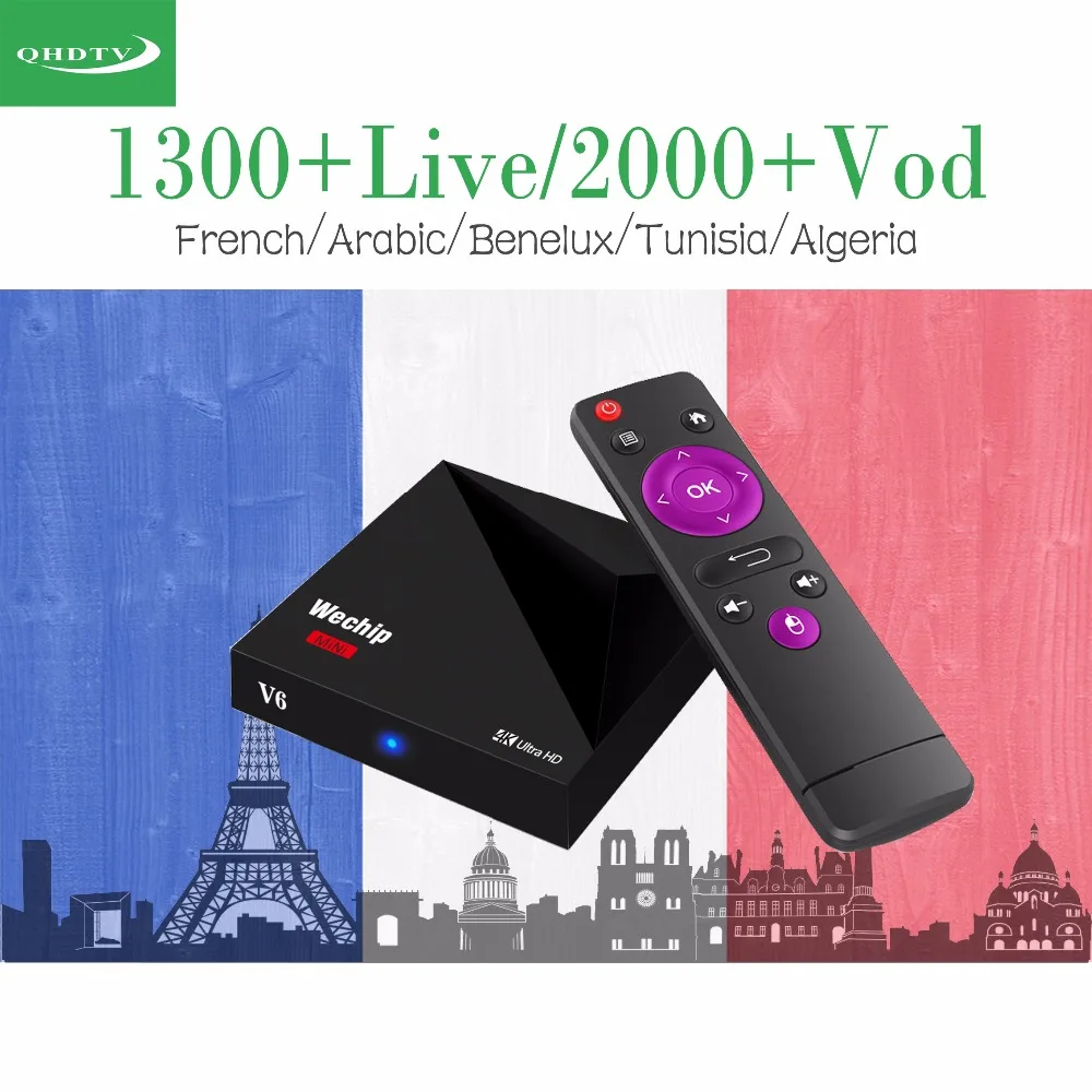 

WeChip V6 Android 7.1 IPTV BOX Franch Arabic Belgium Dutch IPTV Subscription 1 Year QHDTV Box 1300+Live,2000VOD OTT Set top box