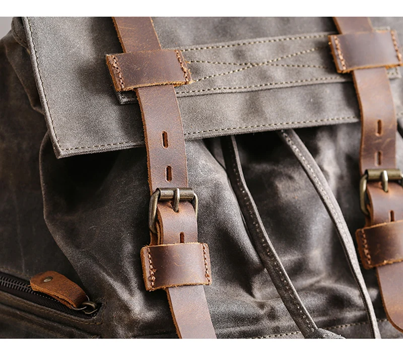 Close up picture of the tallinn canvas drawstring backpack