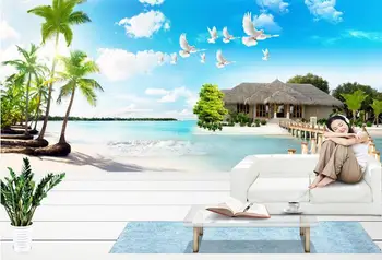 

3d wallpaper custom mural non-woven 3d room wallpaper 3 d bridge housing seascape paintings murals photo wallpaper for walls 3d