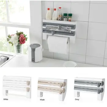 

Refrigerator hanging fresh-keeping film rack kitchen shelf with cutter receptacle rack wall hanging paper towel rack