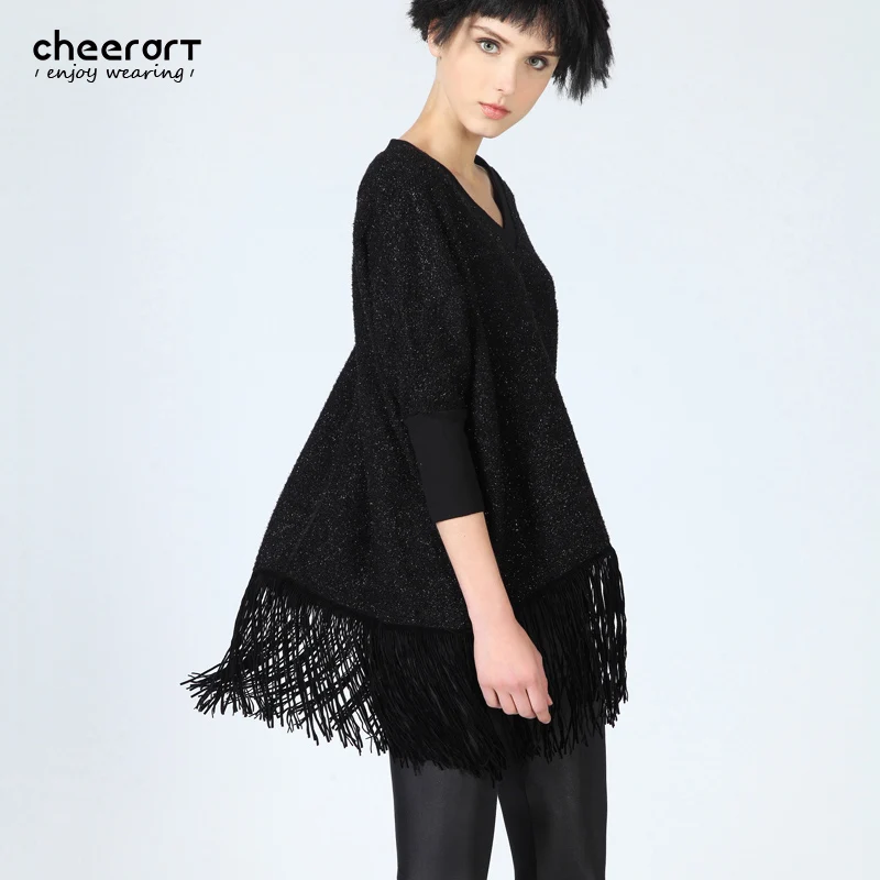 Wholesale 2017 Women Tassel Batwing Sleeve Black Dress Sequin Thicken Large Plus Size Loose Big Mini Glitter Dress Clothing Buy Cheap 2017 Women Tassel Batwing Sleeve Black Dress Sequin Thicken Large Plus Size Loose Big Mini Glitter Dress Clothing