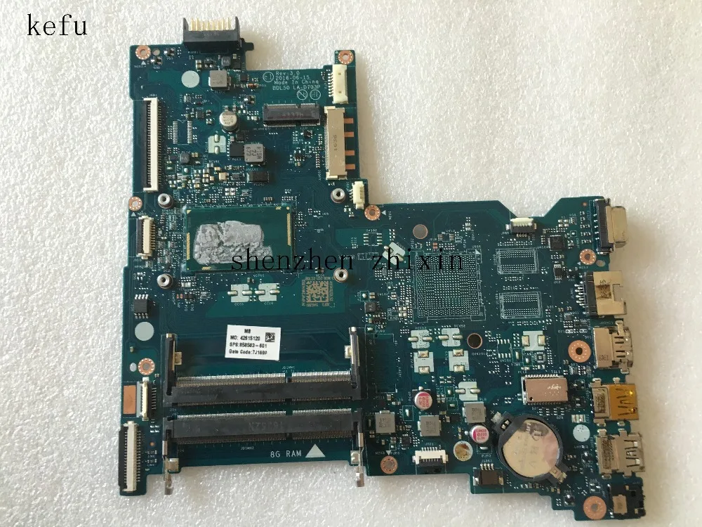 

For HP 250 G5 15-AC Laptop motherboard 858583-601 DDR3 BDL50 LA-D703P REV:3.0 DDR3 Test good