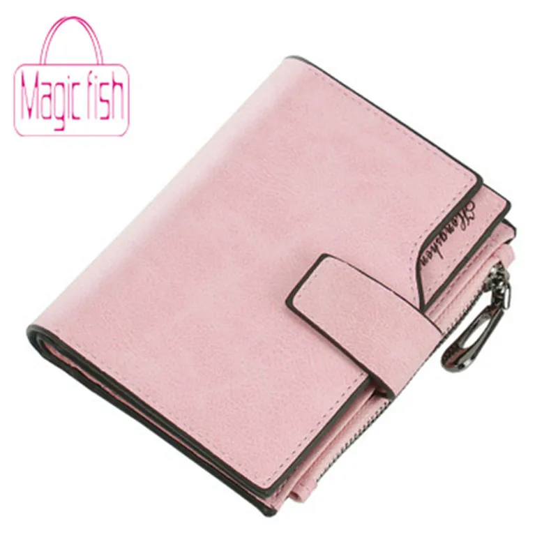 

Magic Fish 2019 New PU Leather Women Wallet Credit Card Zipper Wallet Short Coin Purse Card Purse Zip Card Short Clutch Money