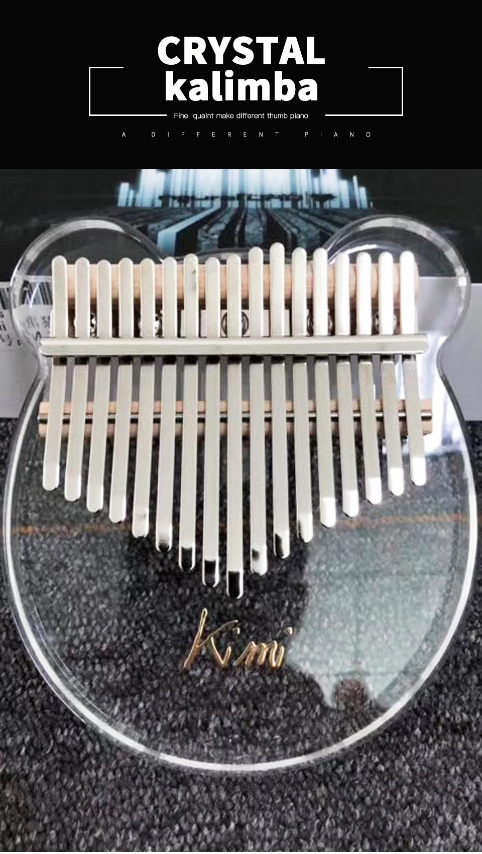 Новейший 17 ключ Kalimba акриловый большой палец пианино 17 ключей Mbira прозрачный музыкальный инструмент с тюнером молоток+ Gig Bag Kimi Calimba