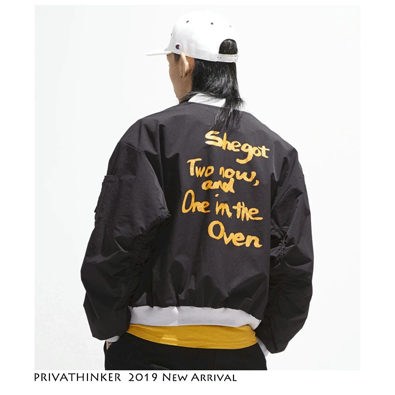 Privathinker Men Streetwear Bomber Jacket 2019 Mens Hip Hop Baseball Jacket Male Harajuku Embroidery Funny Windbreaker Jacket