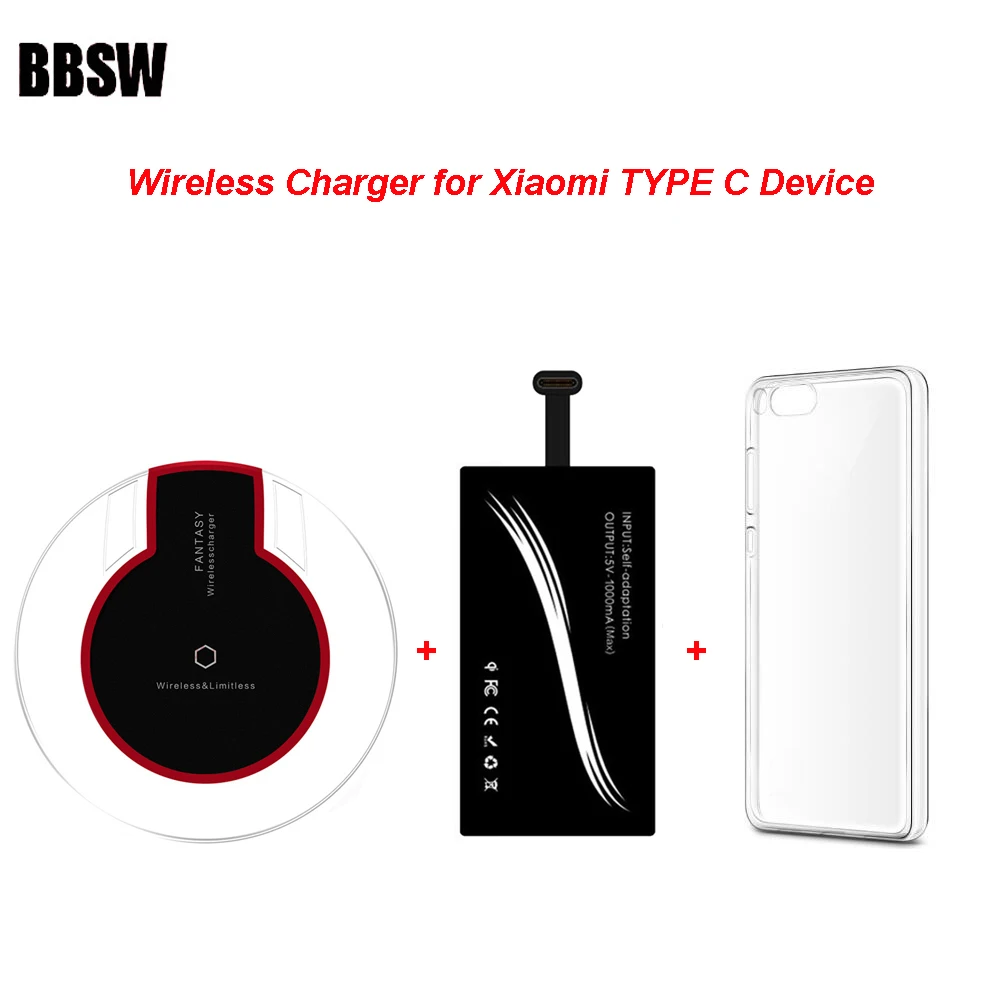 BBSW type-C Qi беспроводной зарядный приемник+ зарядное устройство передатчик+ ТПУ чехол для XIAOMI Mi8 Mi8 SE Mi6 Mi5X Mi6X Note 3 Max 2 MIX2