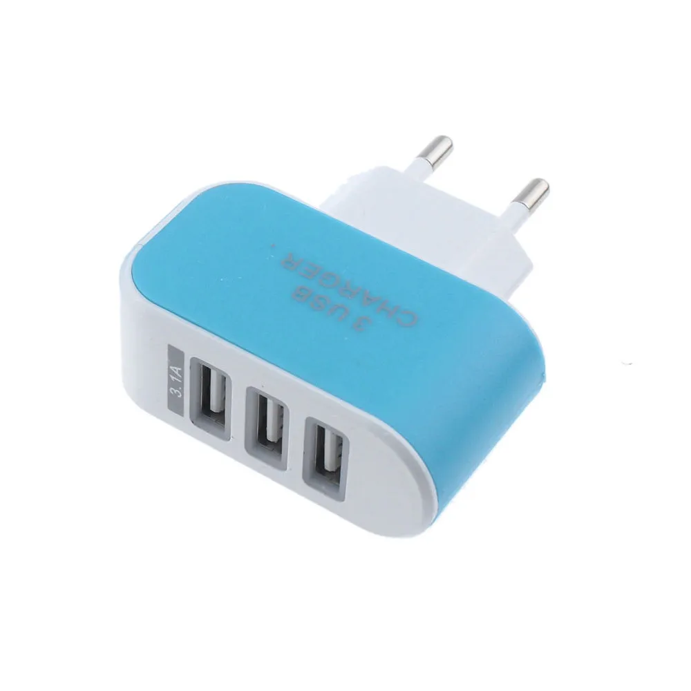 

Fashion 3.1A Triple USB Port Wall Home Travel AC Charger Adapter For Samsung For Apple EU Plug