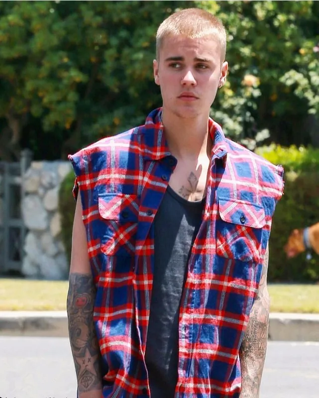 DARK ICON Plaid Shirts Men Sleeveless 