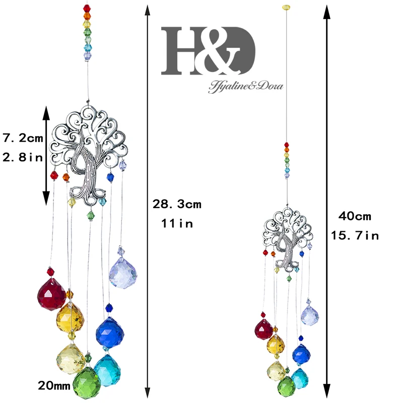 H& D, Хрустальный Ловец Солнца, чакра, цвета, шар, призма, дерево жизни, домашнее подвесное украшение, радуга, Ловец Солнца, для декора окна, подарки