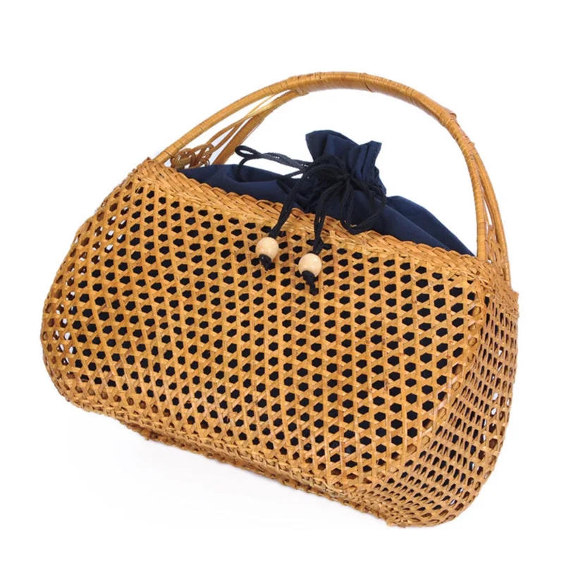 

Women Handmade Half-Moon Wicker Hollow Out Handbag Handle Totes Beach Straw Woven Rattan Basket Retro Bag Fashion 2019