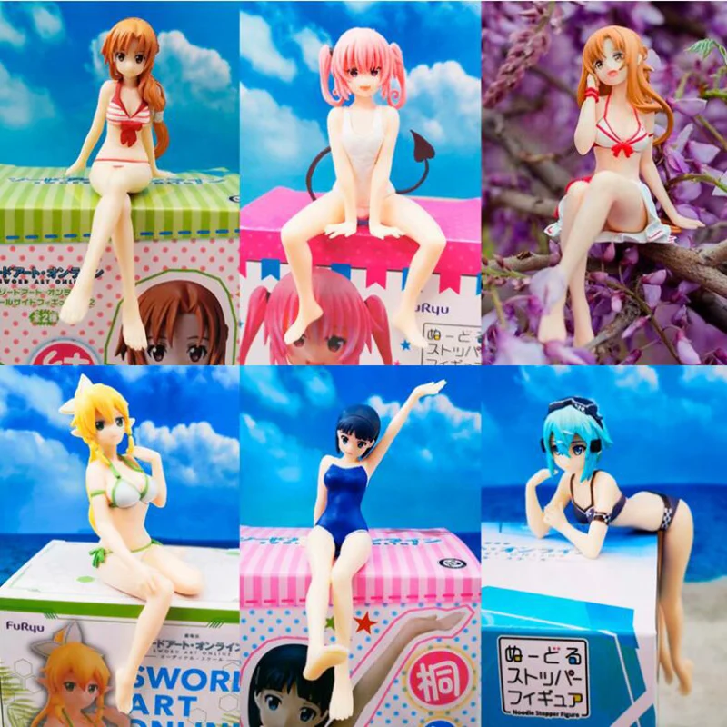 Sword Art Online figure action anime Asuna Asada Shino Konno Yuuki 13cm PVC swimsuit Ver. bikini model toy gift
