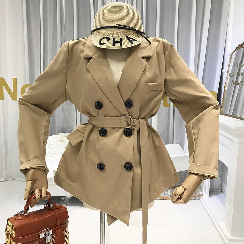 

2019 Women Coats and Jackets Autumn New Items Double Breasted Office Lady Button Turn-down Collar street wear womens jackets
