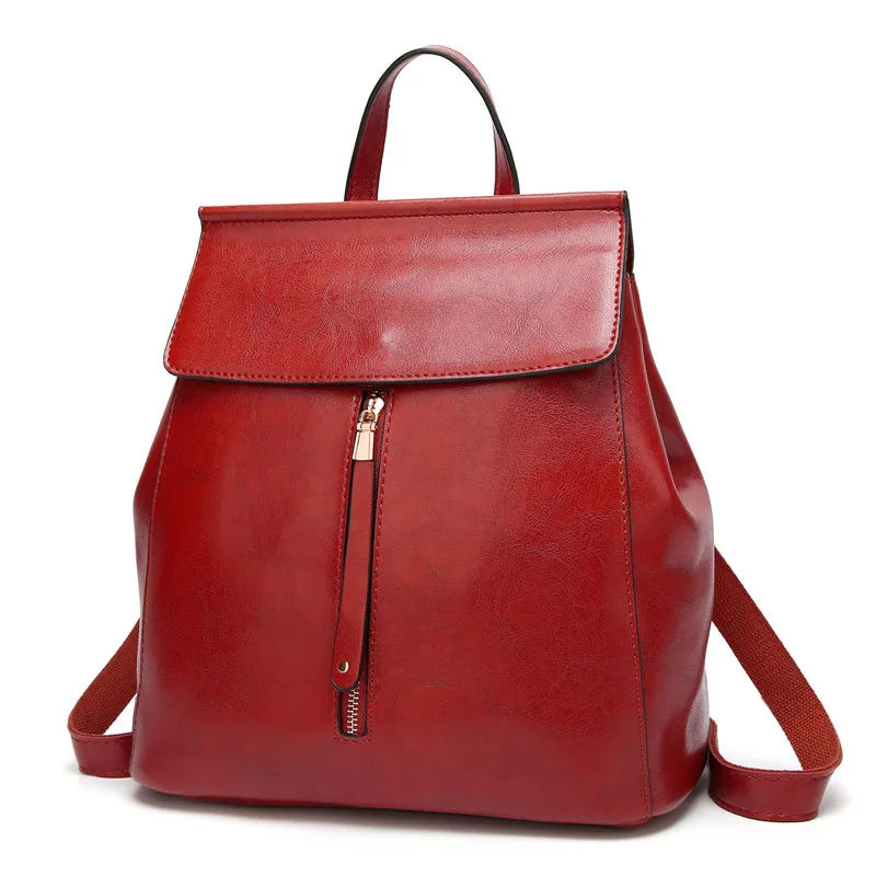HERALD, модный качественный винтажный кожаный женский рюкзак, Большая вместительная школьная сумка для девочек-подростков, женская сумка на плечо, mochila - Цвет: Red
