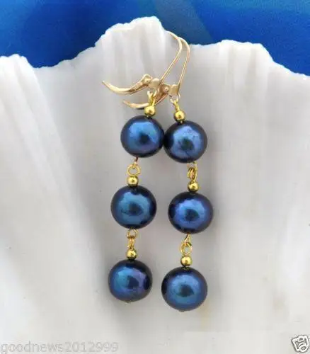 

14k/20 GOLD HOT A PAIR 8-9MM AUSTRALIAN SOUTH SEA BLUE PEARL EARRING
