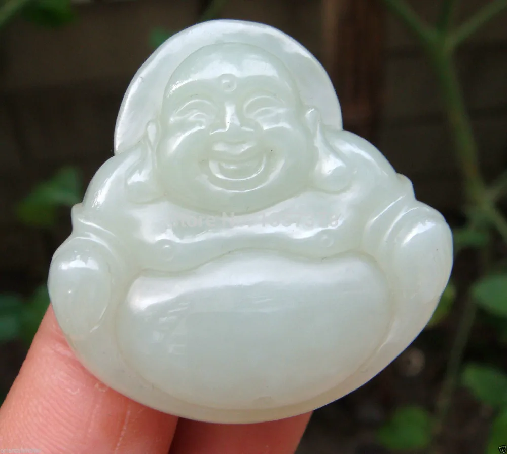 

FREE SHIPPING>>>@@> N692 100%Natural Grade A Sinkiang Hetian Nephrite Hand-carved Buddha Pendant -Bride jewelry free shipping