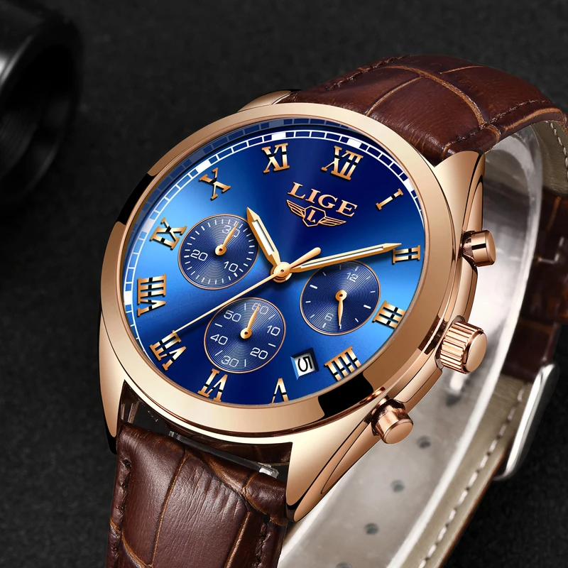 Mens Watches LIGE Top Brands Luxury Men's Military Sports Watch Men's Leather Waterproof Watches Men's Chrono Date Quartz Clock Mens Watches LIGE Top Brands Luxury Men's Military Sports Watch Men's Leather Waterproof Watches Men's Chrono Date Quartz Clock